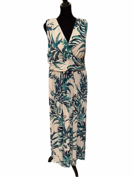 Soma Dresses & Skirts - Soma XL Beyond Soft Long Summer Maxi Dress White with green tropical print💚